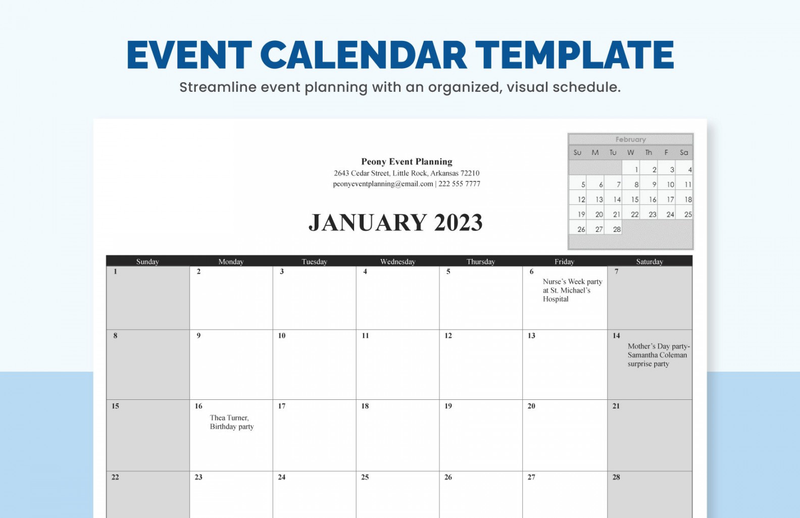 Event Calendar Templates - Download in Excel, Google Sheets
