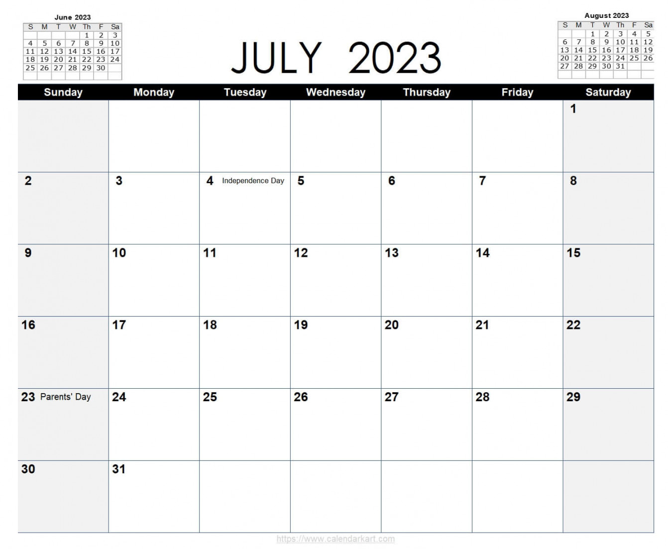 Excel Calendar Template  - CalendarKart