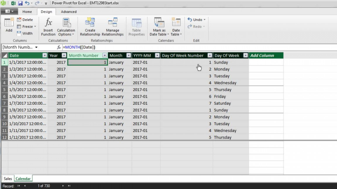 Excel Magic Trick : Automatic Calendar Table in Data Model, New in  Excel