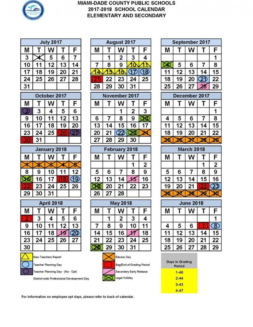 Exceptional Calendar School Year Miami Dade  School calendar