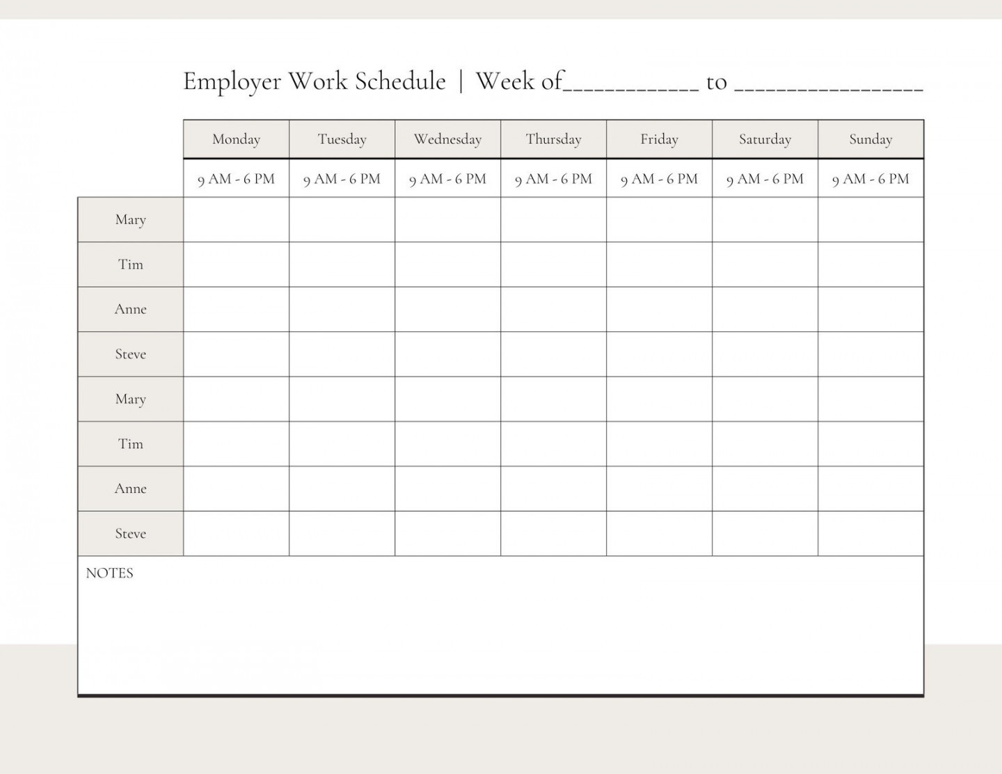 Free and customizable timetable templates