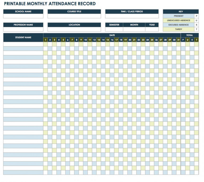 Free Attendance Spreadsheets and Templates  Smartsheet