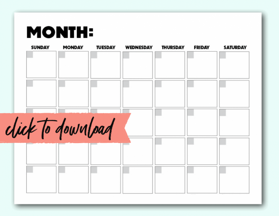 Free Blank Monthly Calendar Template PDF - The Incremental Mama