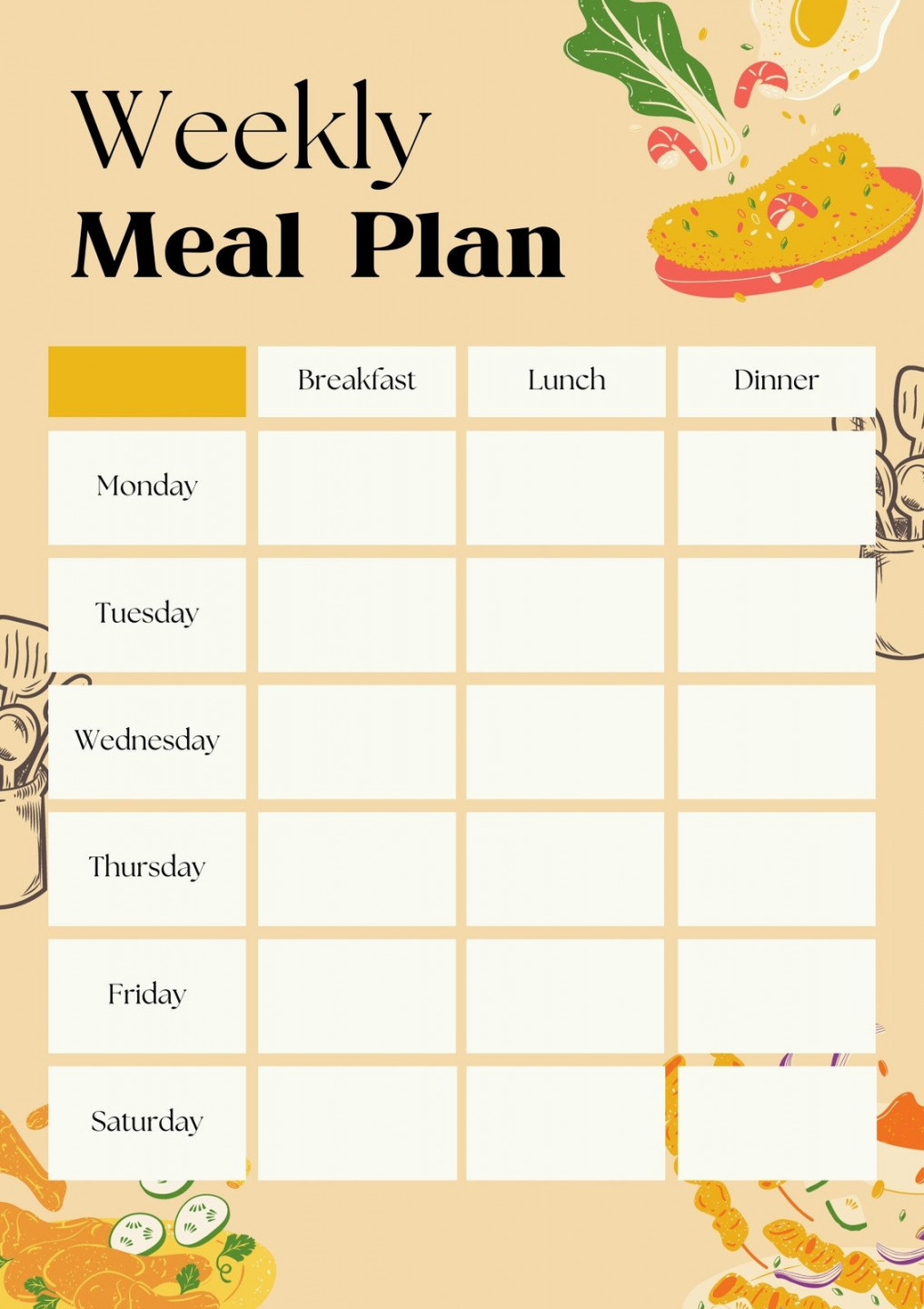 Free, customizable meal planner menu templates  Canva