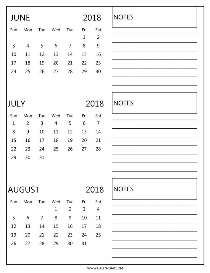 Free  Monthly Calendar  June July August Print  Free