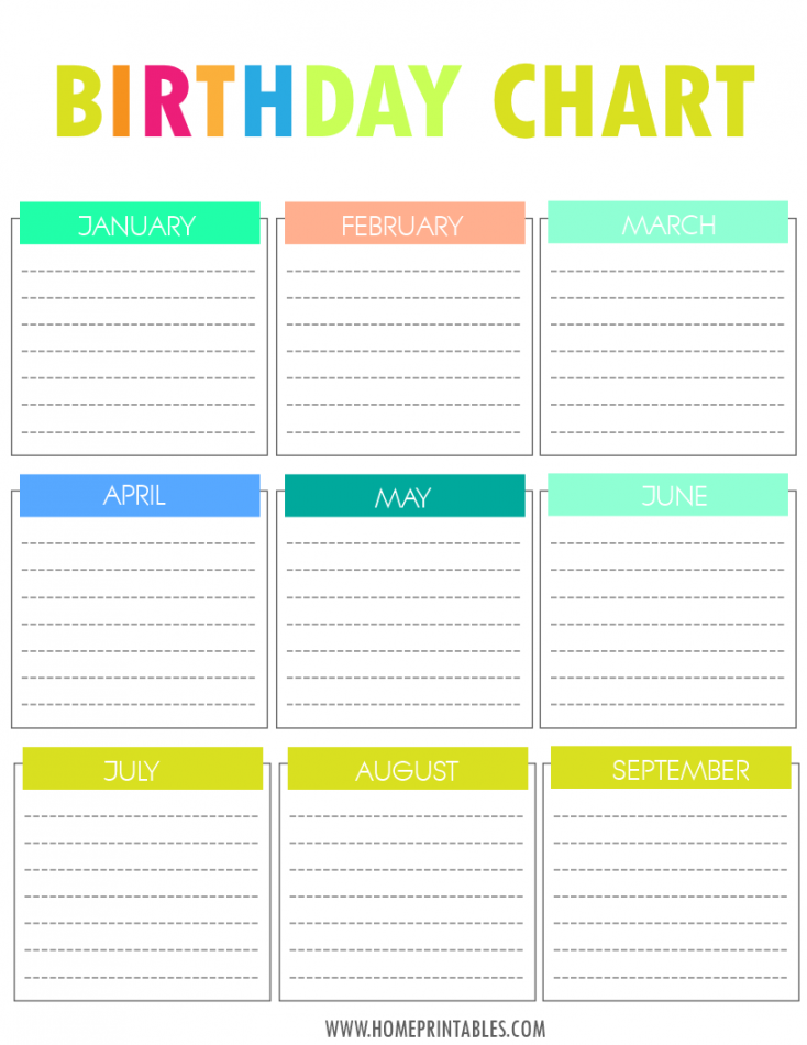 Free Printable Birthday Chart  Birthday charts, Classroom