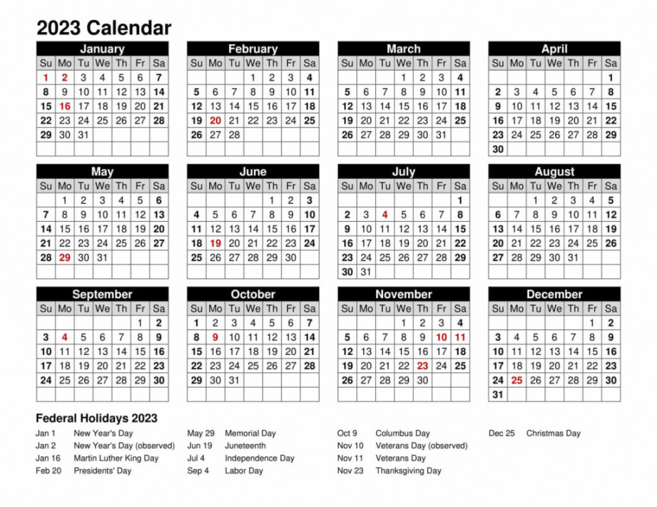Free Printable  Calendar with Holidays - CalendarKart