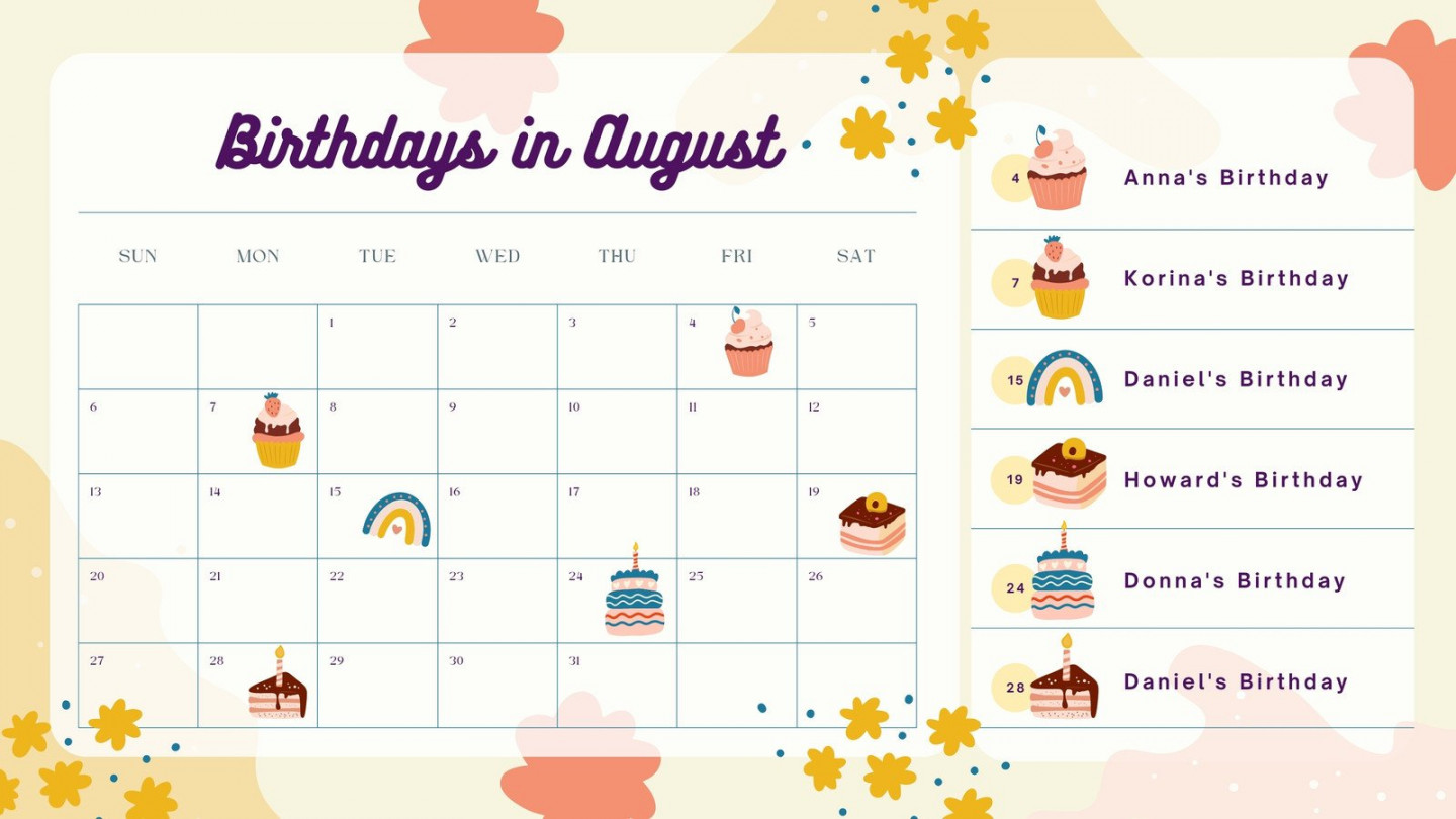 Free, printable, customizable birthday calendar templates  Canva