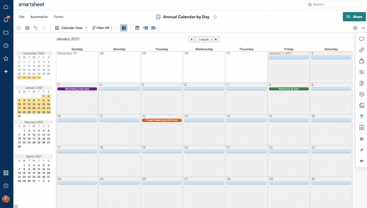 Free, Printable Excel Calendar Templates for  & On  Smartsheet