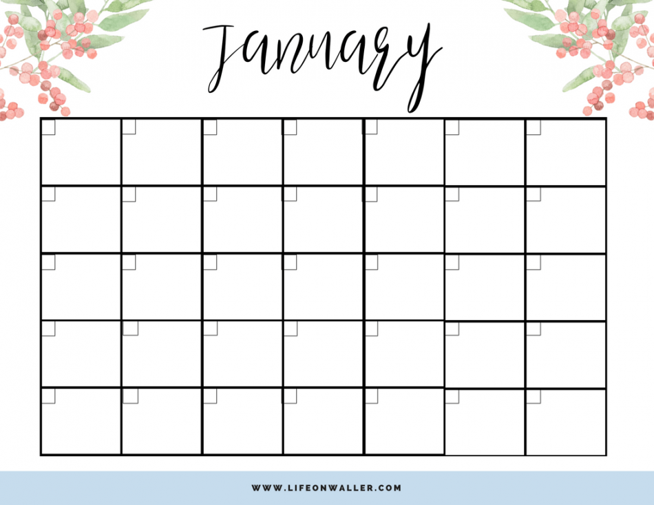 Free Printable Fill-in Floral Calendar