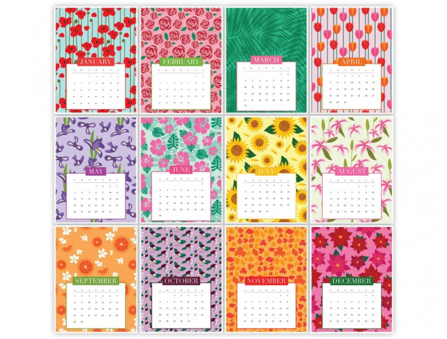 Free Printable Floral Wall Calendar - Damask Love