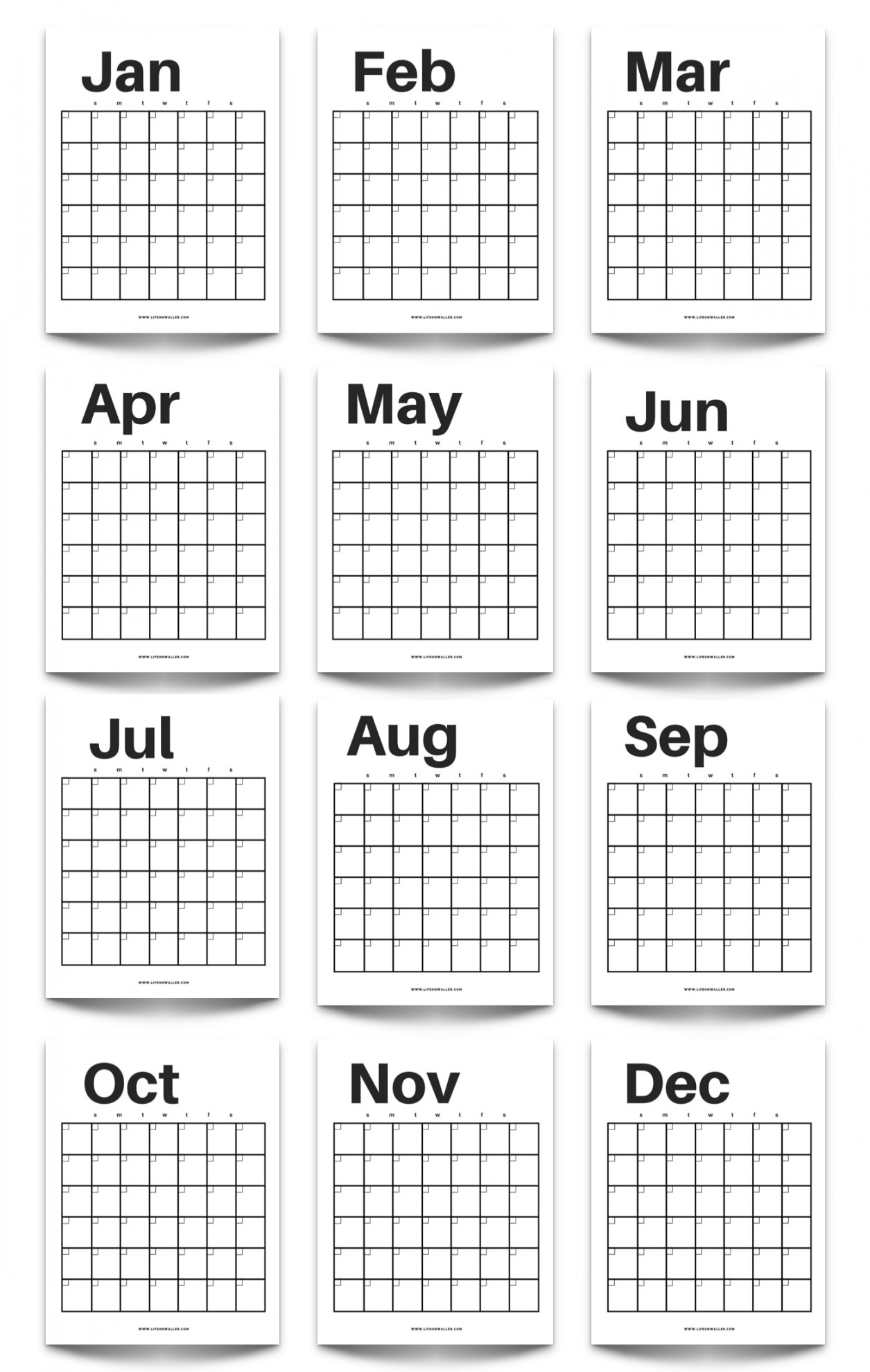 Free Printable Modern Minimalist Fill in Calendar - Use For Any Year