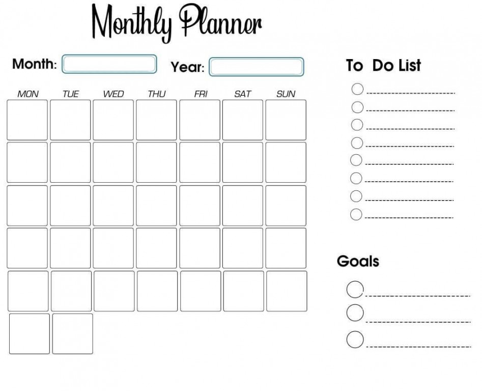 Free Printable Monthly Planner - CALENDARKART  Monthly planner