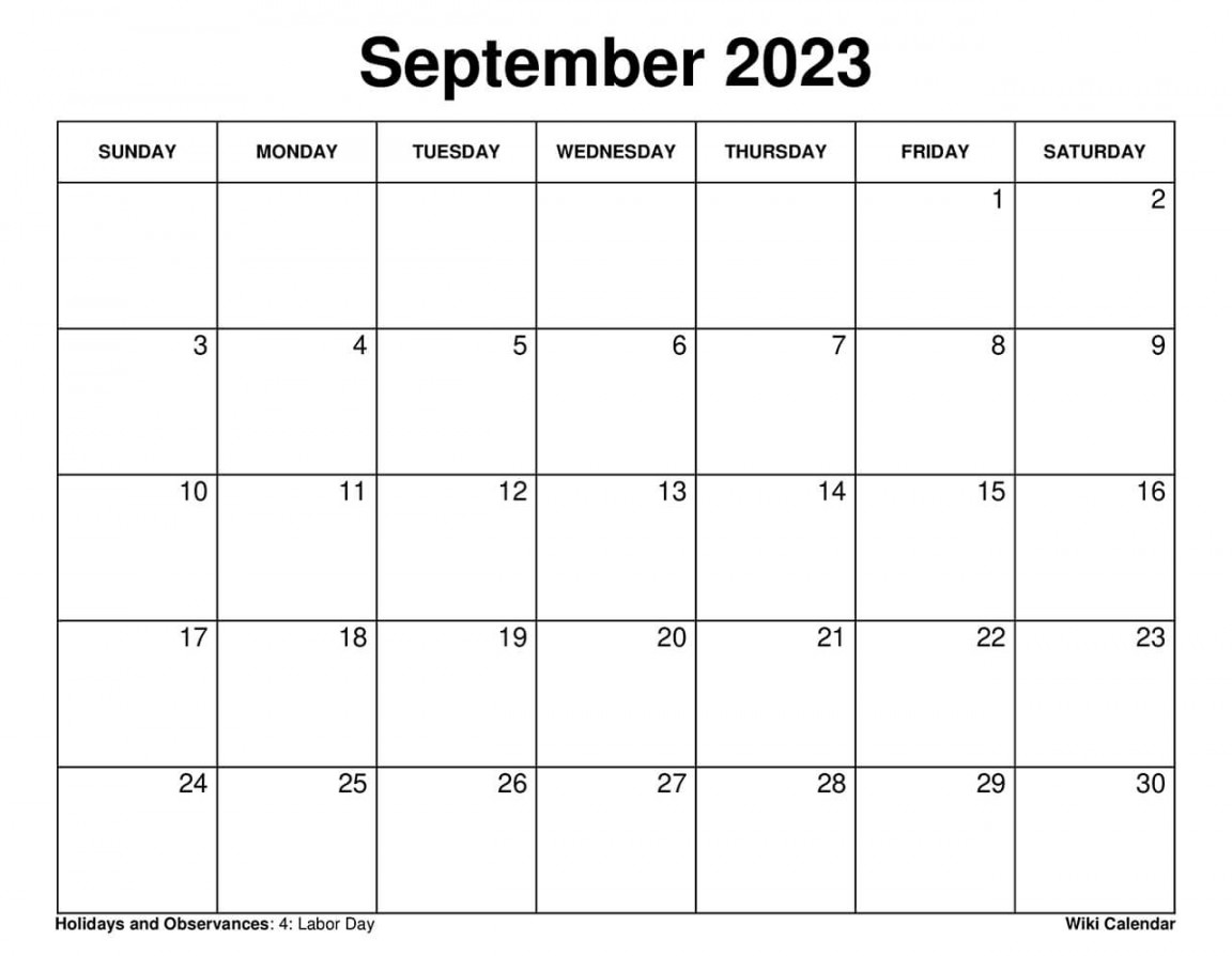 Free Printable September  Calendar Templates With Holidays