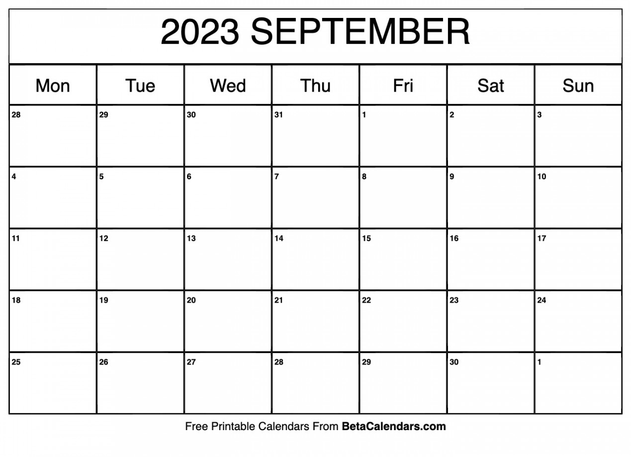 Free Printable September  Calendar