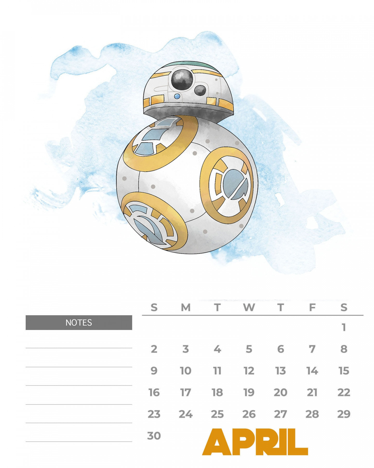 Free Printable  Star Wars Calendar - The Cottage Market
