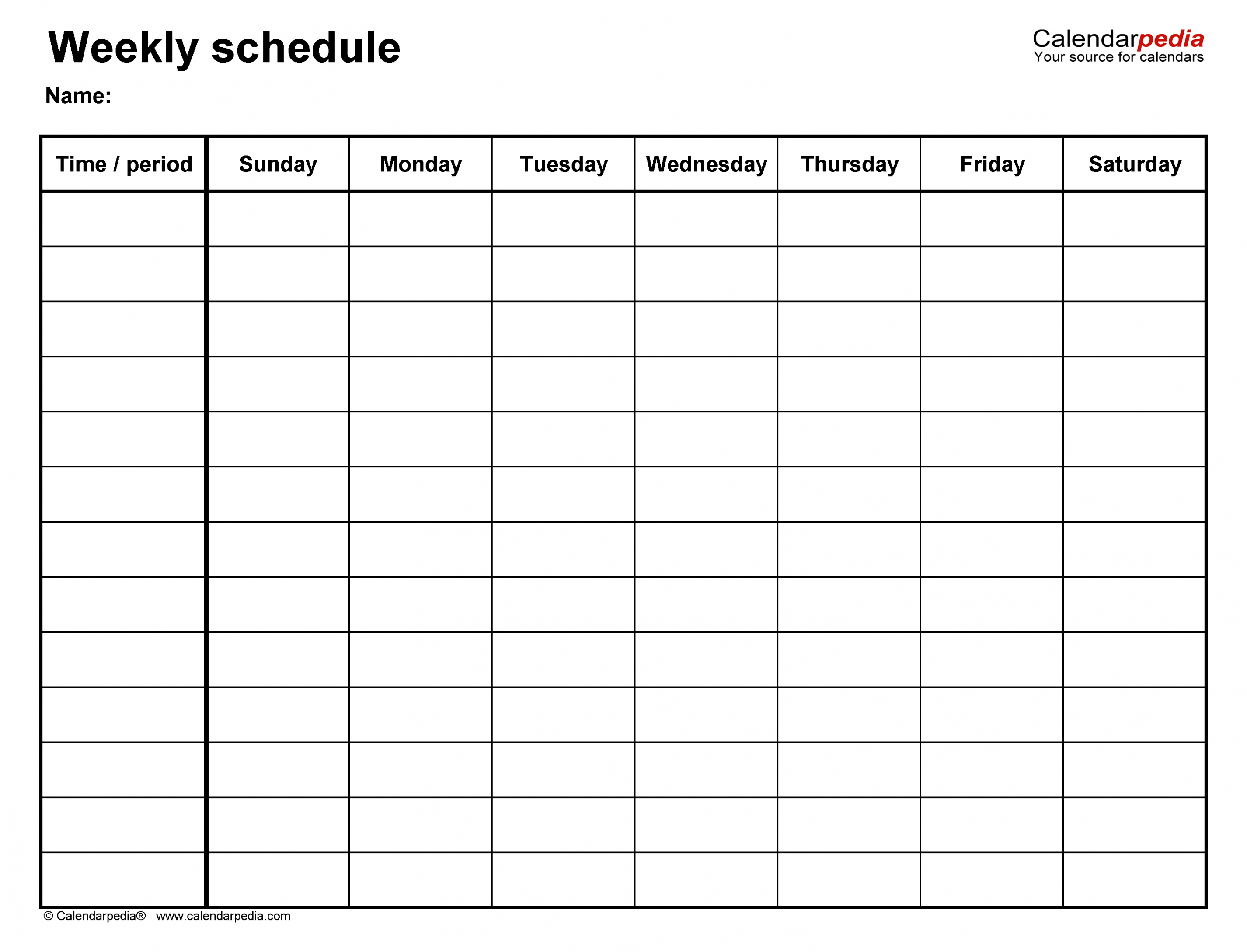Free Weekly Schedules for PDF -  Templates
