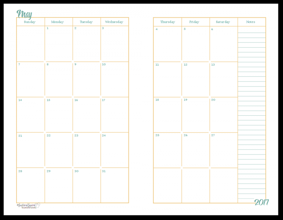 Half-Size Monthly Calendar Printables  Monthly calendar