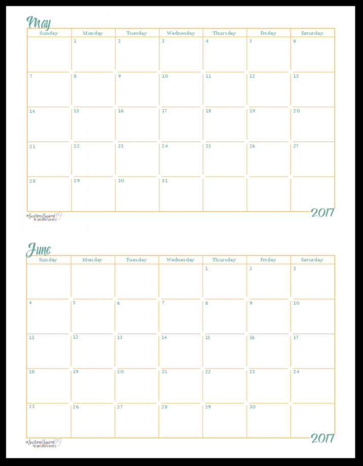 Half-Size Monthly Calendar Printables  Monthly calendar