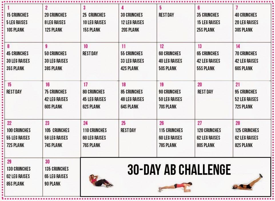 Healthy Living: -Day Ab Challenge Calendar inside  Day Leg