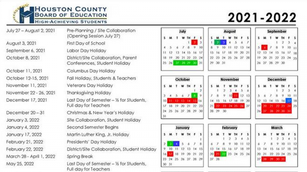 Houston County School Board approves calendar for -