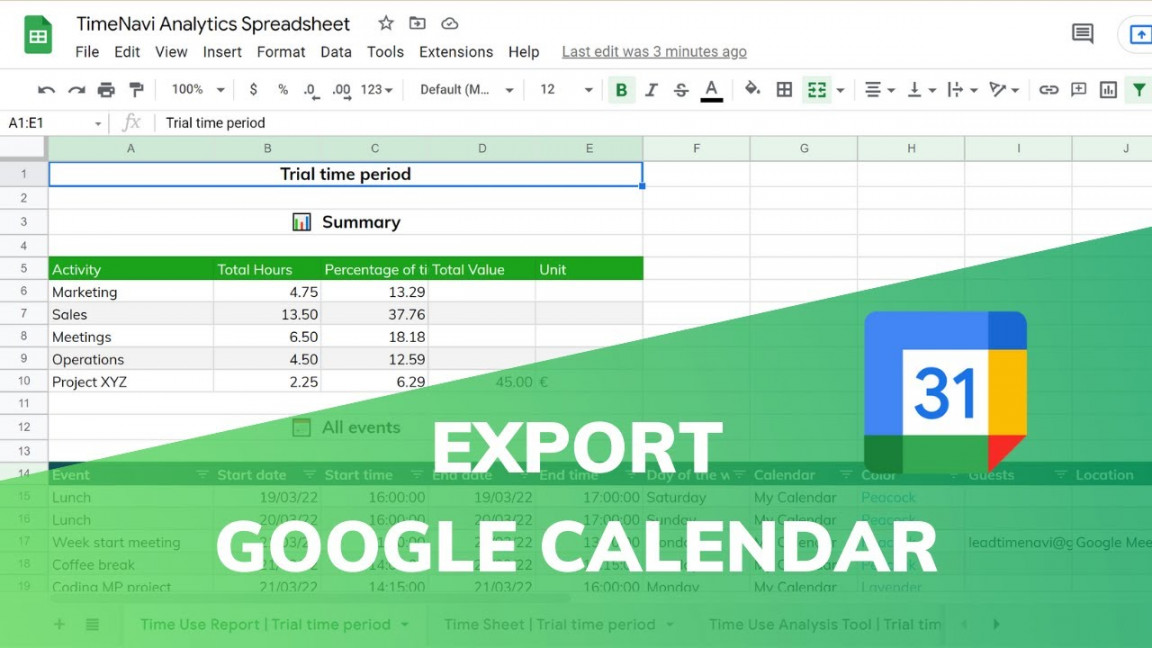 How to export Google Calendar to Excel (In  Clicks!)
