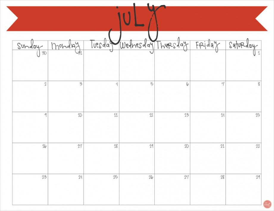 July  Calendar - Free Printable  Live Craft Eat