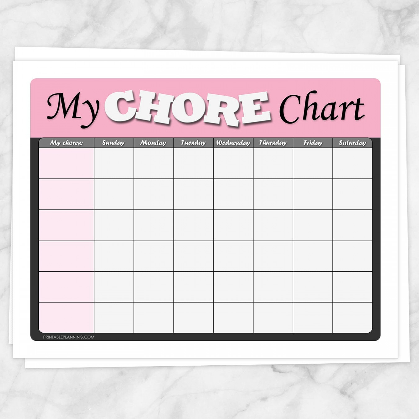 Kids Chore Chart - Pink 
