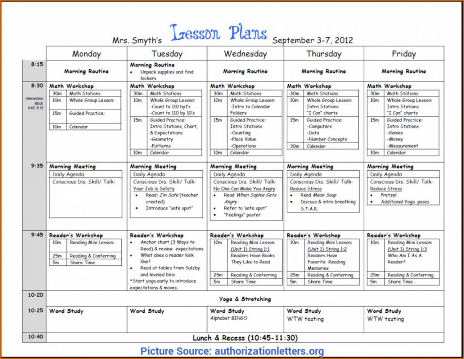 Lesson Plan On Calendar - Calendar Template  intended for Nc