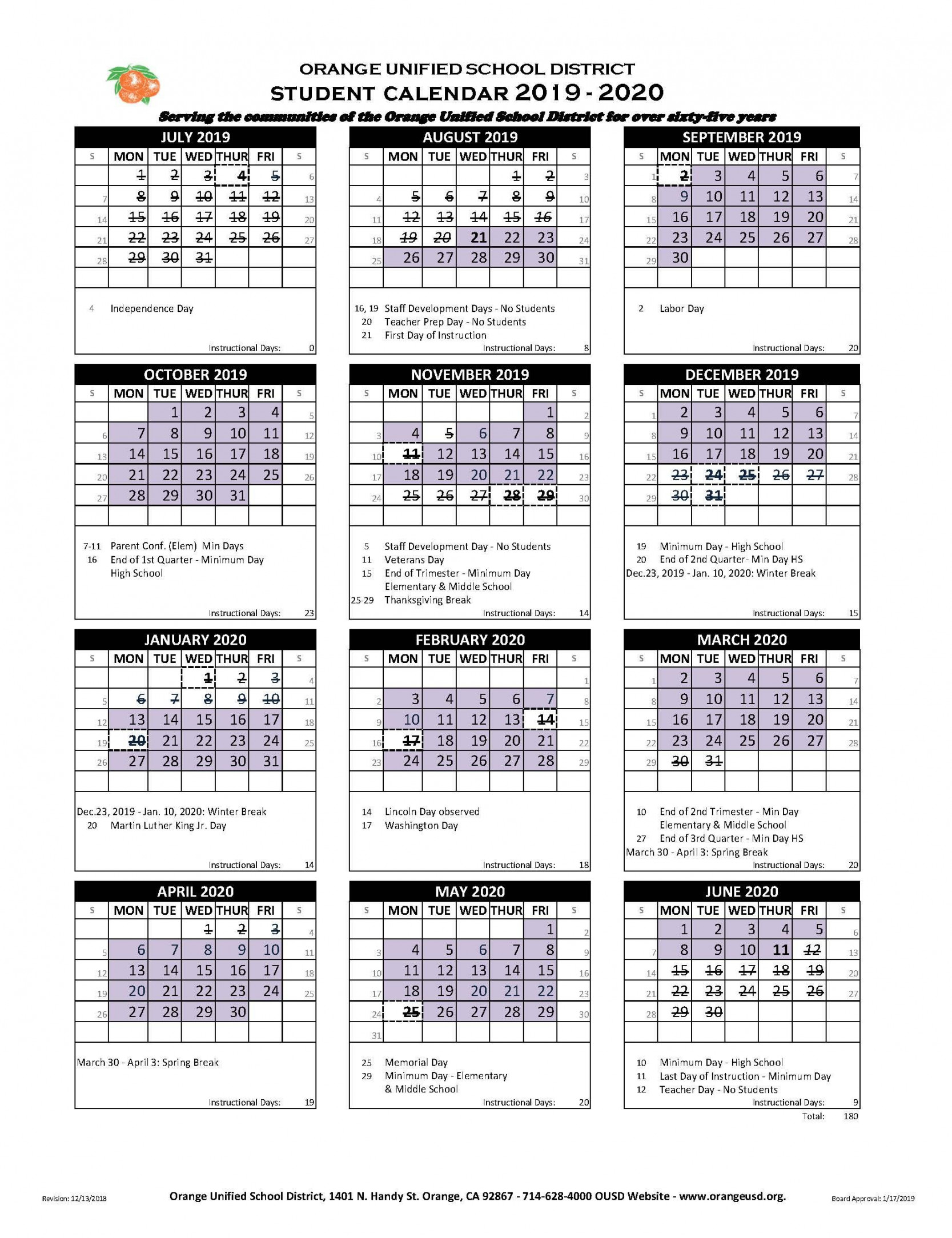 Lincoln Unified School District Calendar   Calendar board