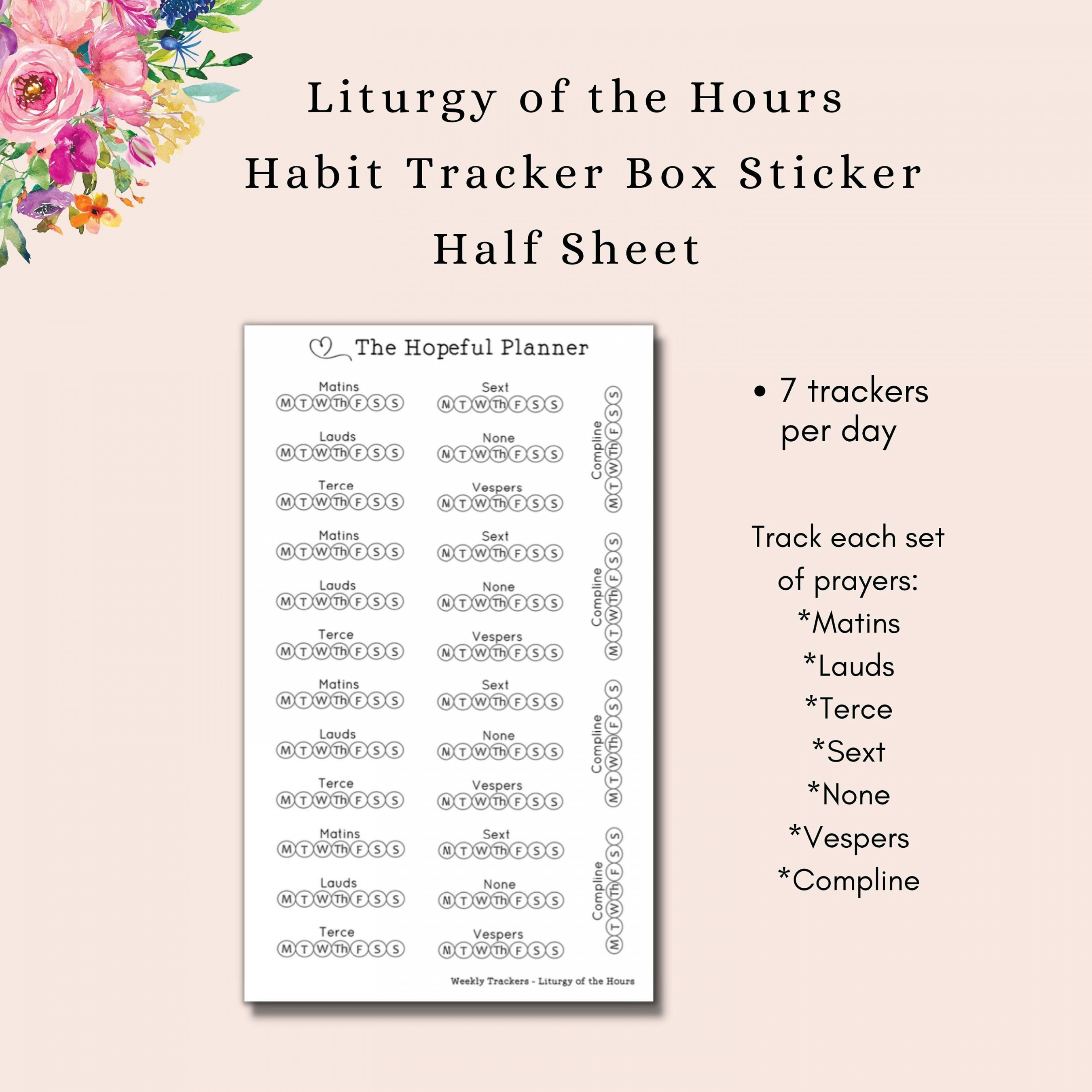 Liturgy of the Hours Weekly Habit Tracker Stickers Catholic - Etsy