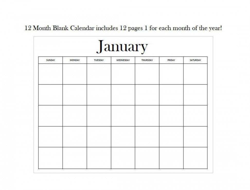 Month Blank Calendar Standard Design Digital Download - Etsy