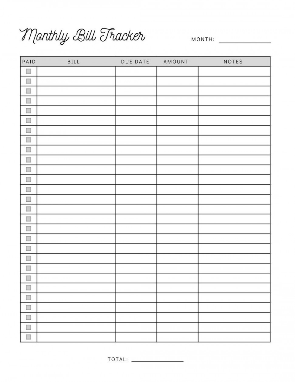 Monthly Bill Payment Tracker Printable Bill Pay Checklist - Etsy