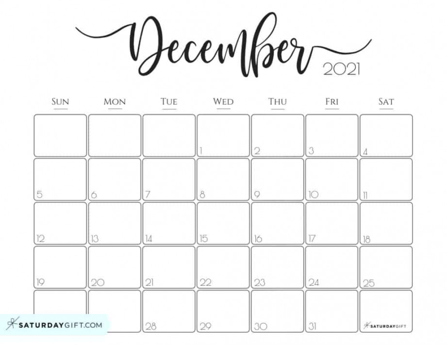 Monthly Blank Calendar  December Simple Calendar PDF