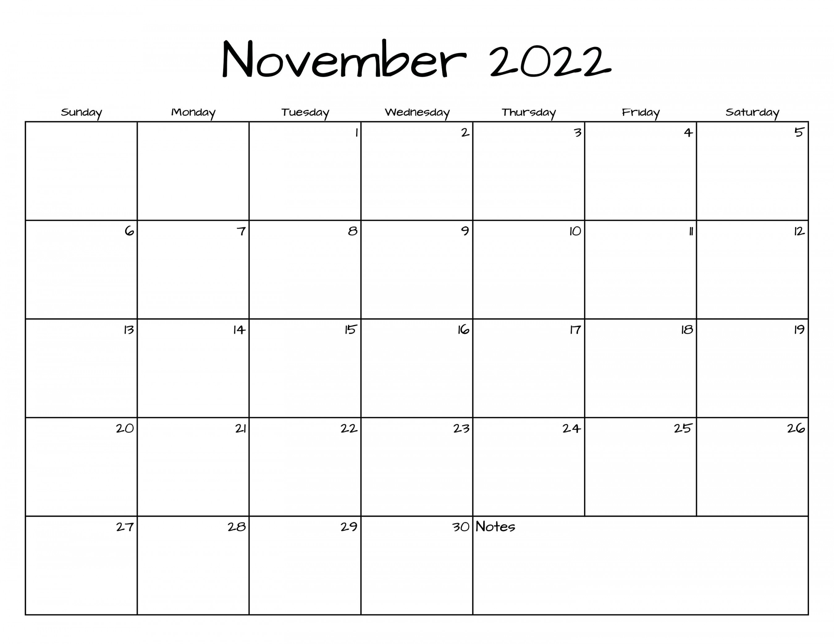 November Calendar november  Printable Calendar Simple - Etsy