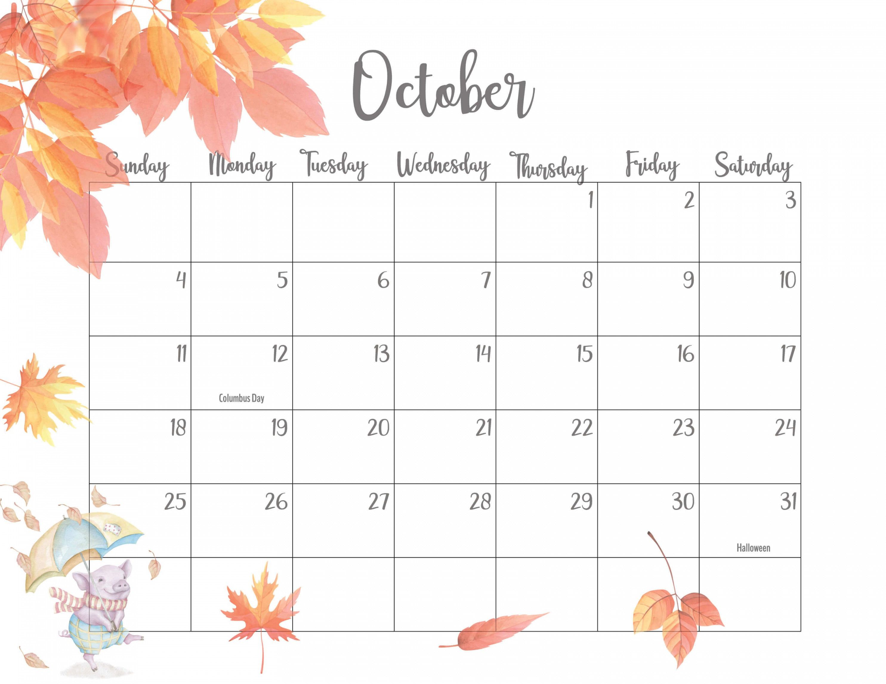 October  Calendar Cute  Calendar printables, Print calendar