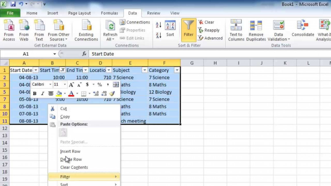 Outlook: Import a schedule from Excel into Outlook Calendar