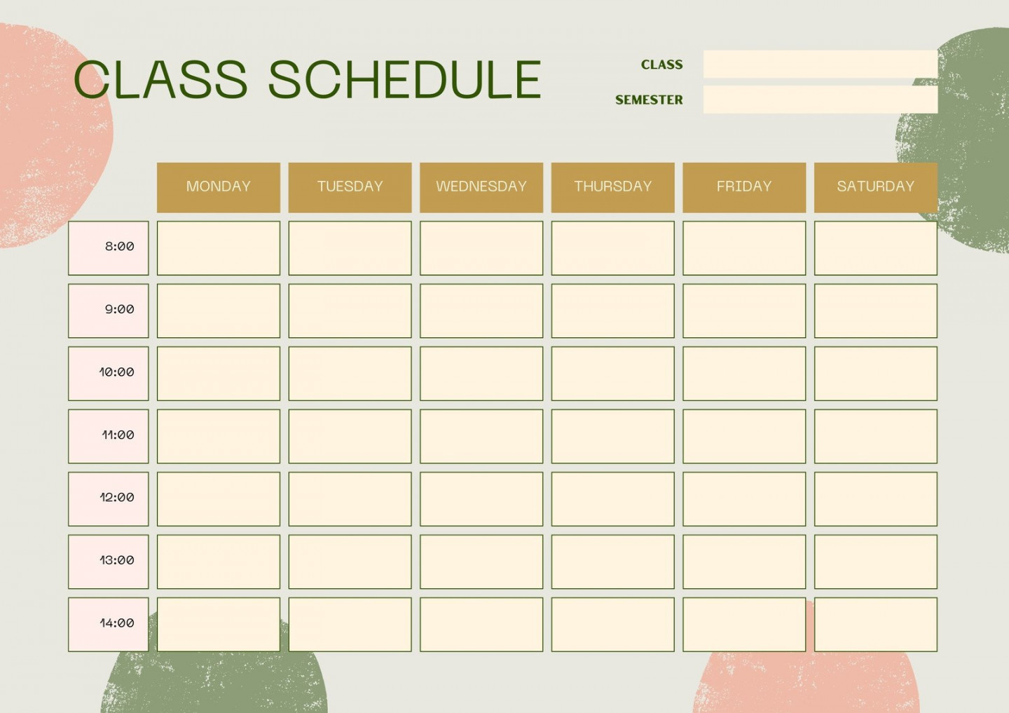 Page  - Free printable class schedule templates to customize  Canva