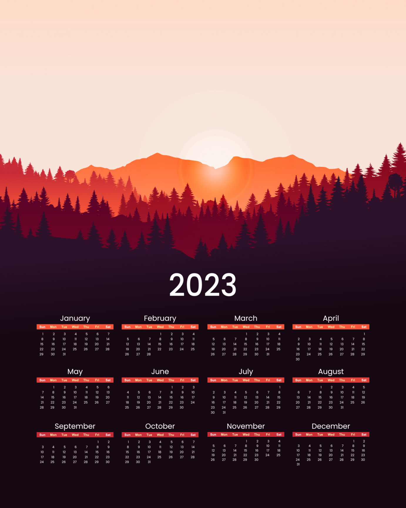 Poster of a calendar for  year