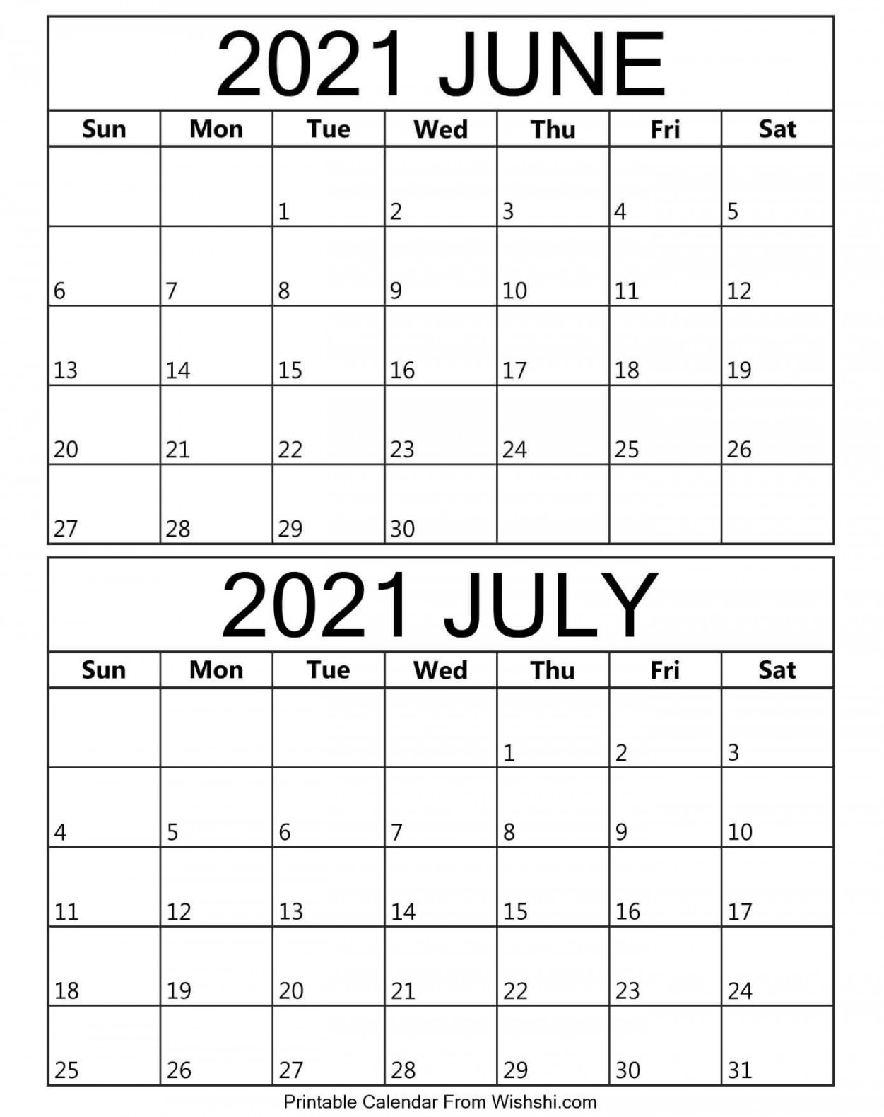 Printable Calendar June July  Excel  June calendar printable