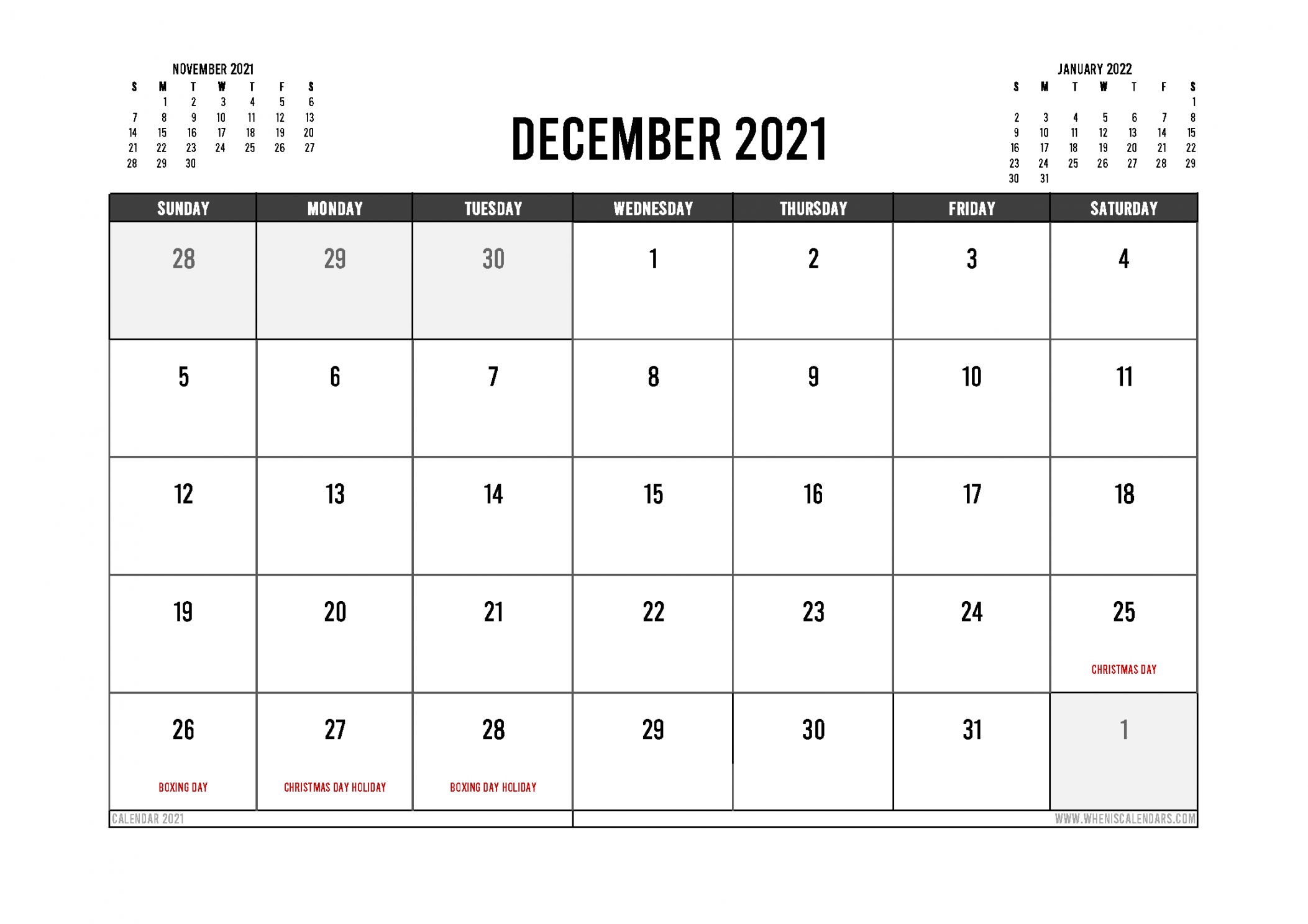 Printable December  Calendar Australia  Templates