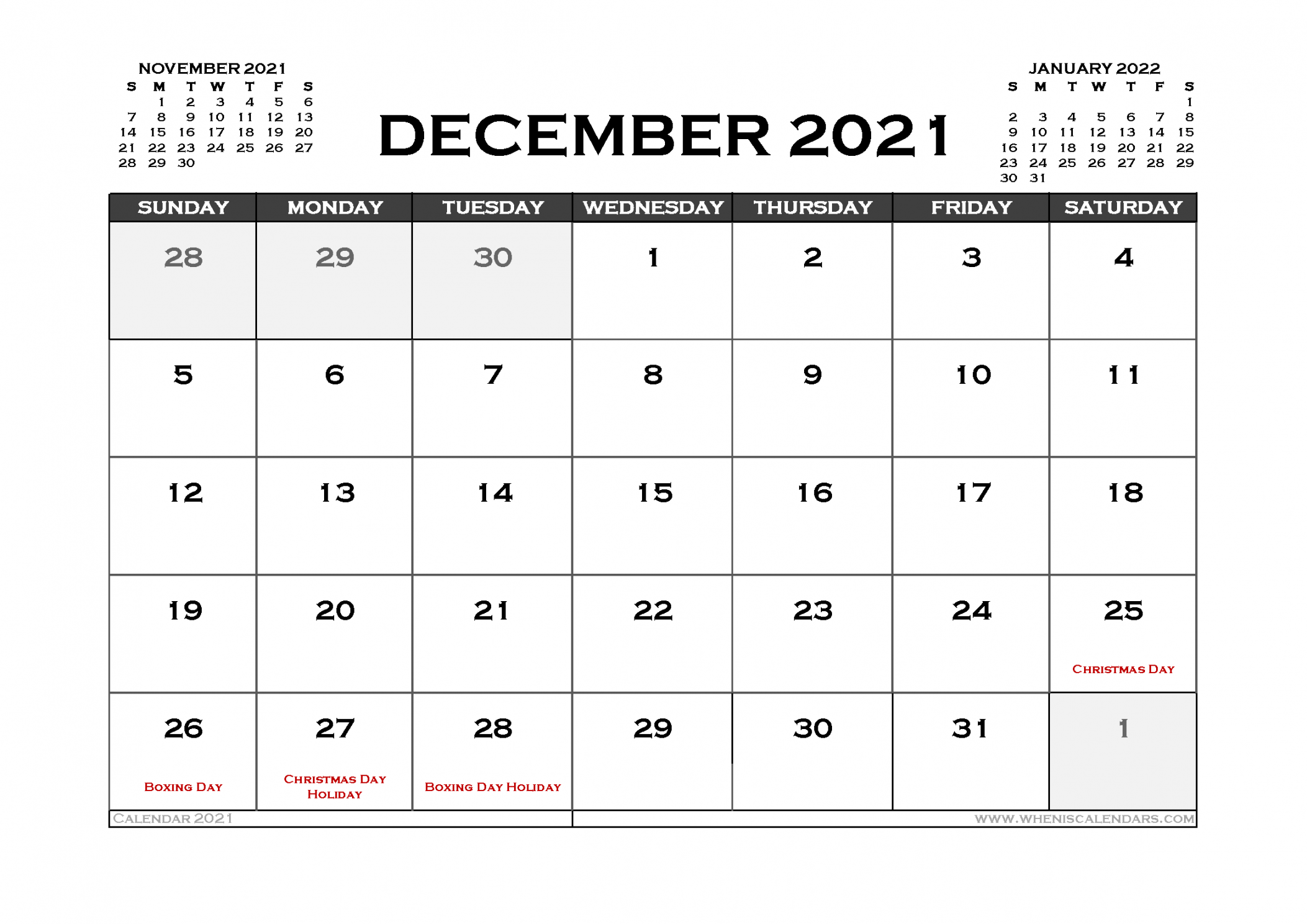 Printable December  Calendar Australia  Templates