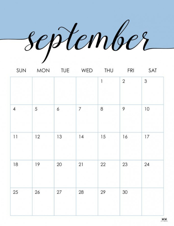Printable September  Calendar-Style   September calendar