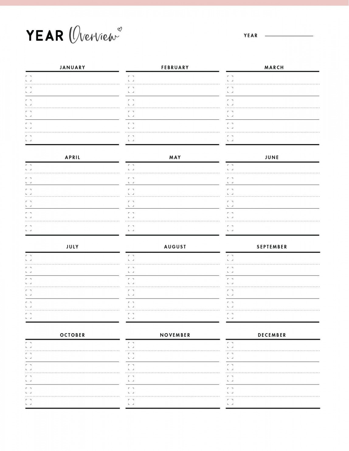 Printable Year Planner Template  Yearly planner, Planner template