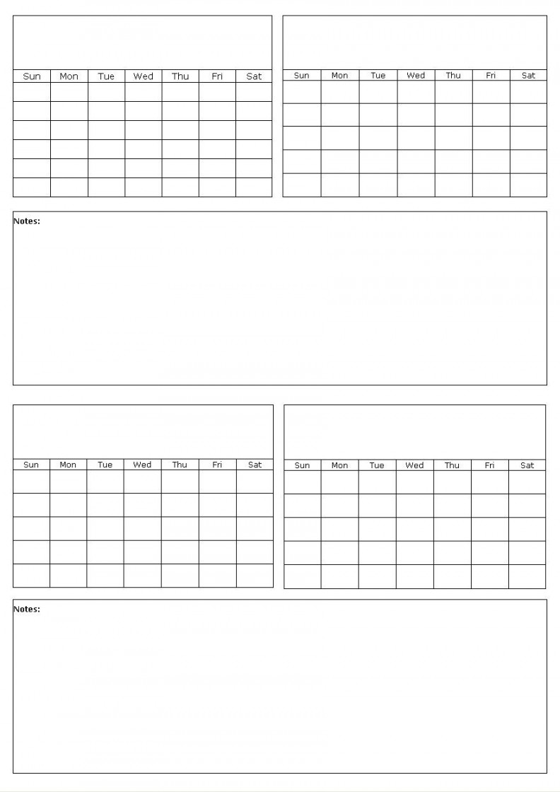 Remarkable Blank Four Month Calendar On One Page  Blank calendar