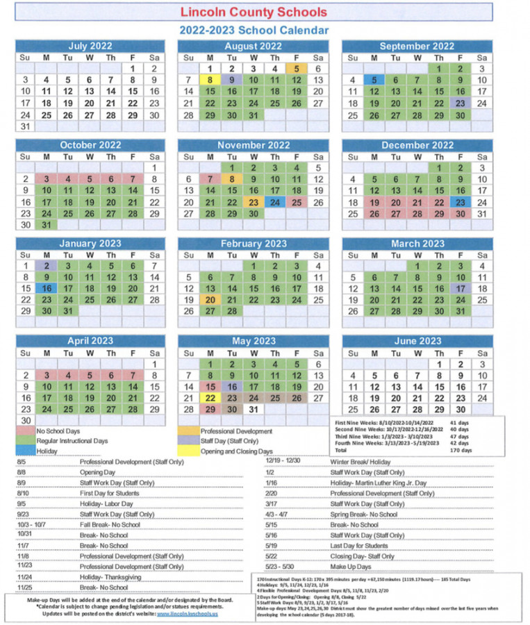 - School Calendar  Lincoln County Schools