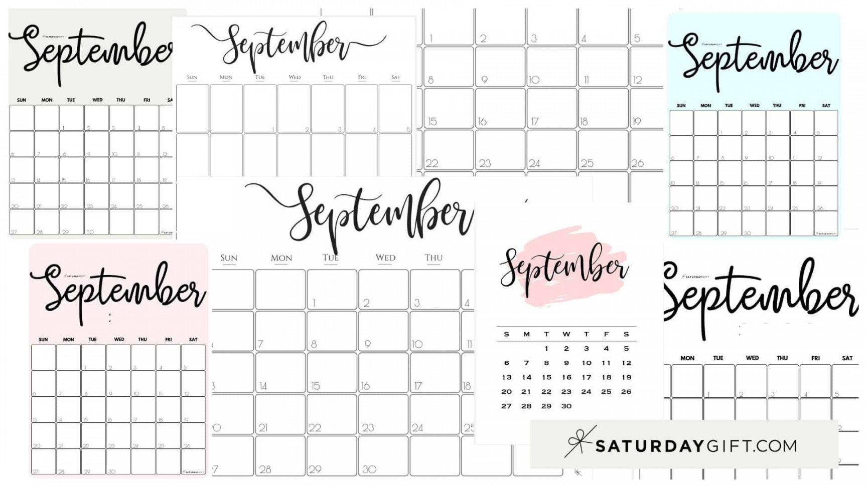 September  Calendar -  Cute & FREE Printables  SaturdayGift