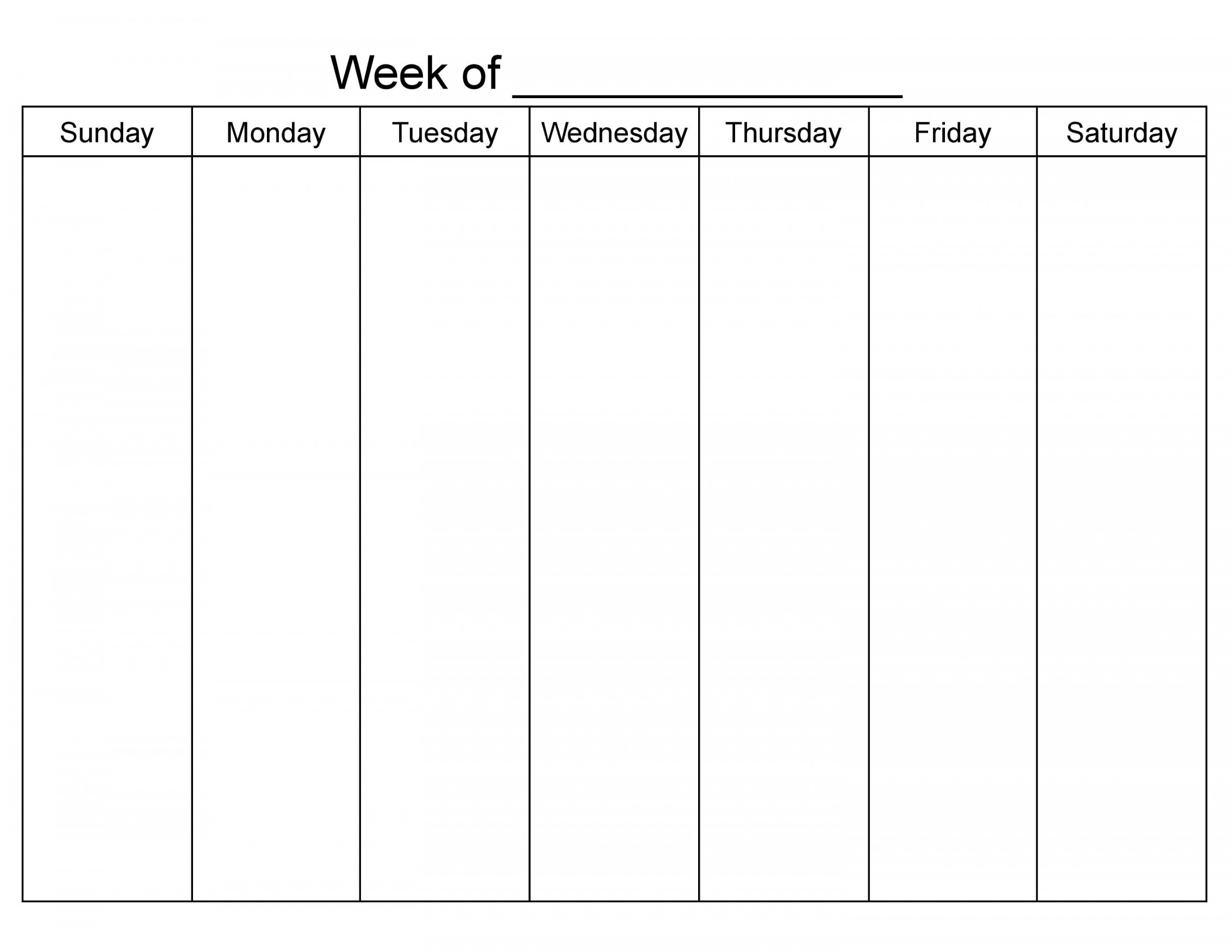 Sunday Start  Day Blank Weekly Calendar Printable