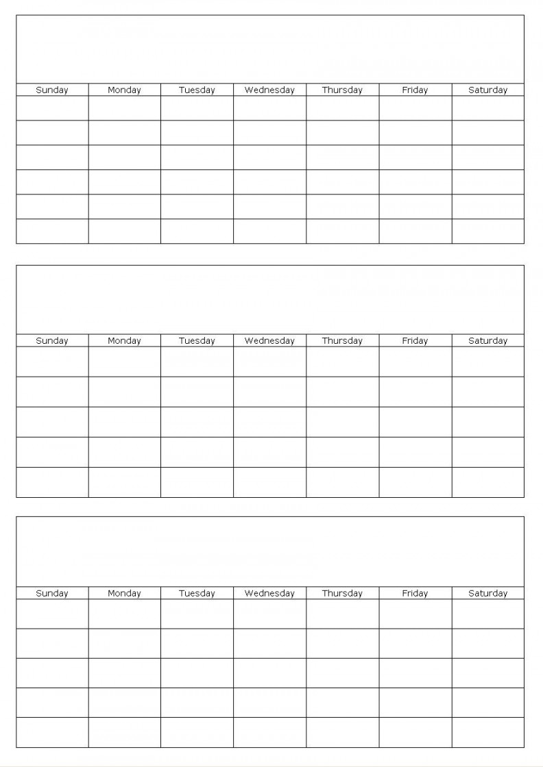 Three months blank calendar template page  Blank calendar