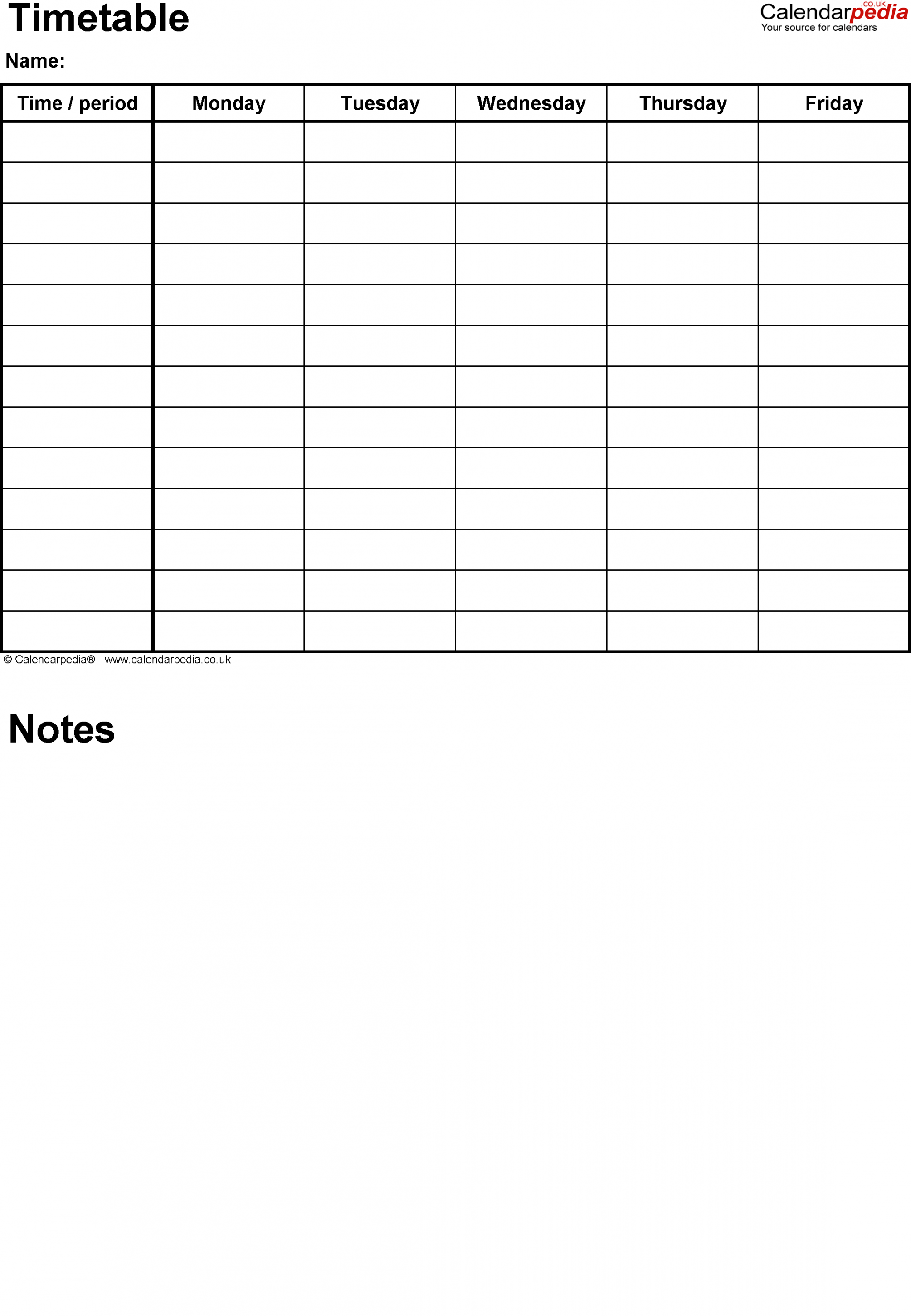 Timetable templates for Microsoft Word - free and printable